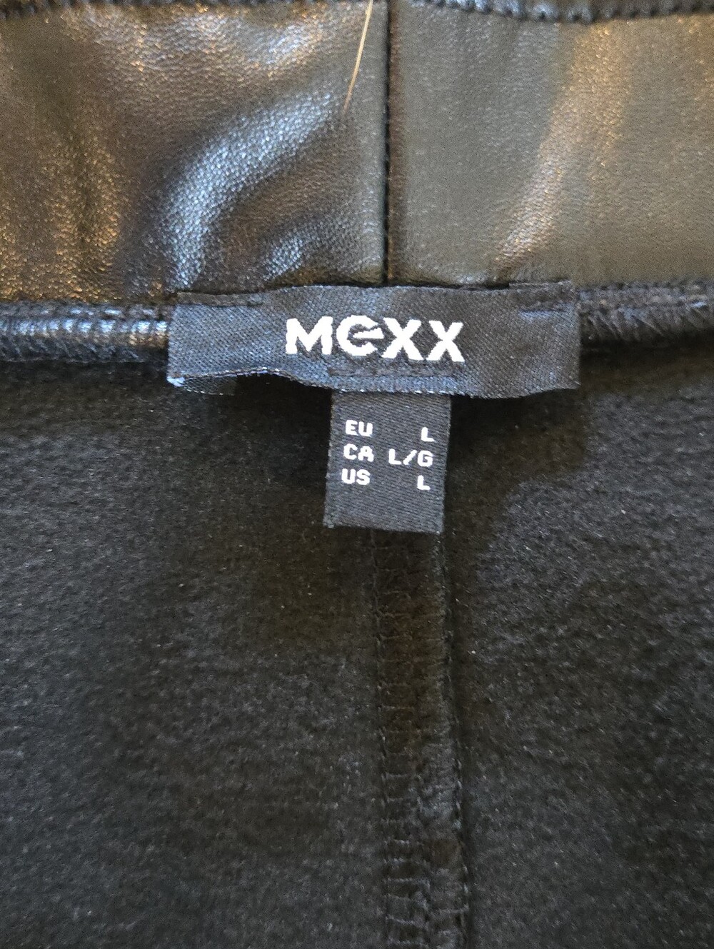 Mexx | Black Faux Leather A-Line Skirt, Size L - Picture 4 of 9